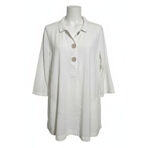 JOHN MARK White Lyocell Tunic Shirt Dress 3/4 Sleeve Pullover L